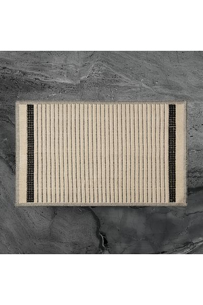 Evidea Soft Linya 2-Piece Bath Mat - Ecru - 60X100 cm + 50X60 cm