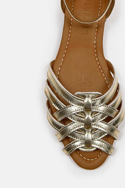 NILUFARR Leila Gold Genuine Leather Women's Sandals