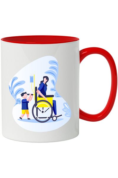 StoryGift Romania Wheelchair Mug, Patient, Child, Woman, Multicolor 330 ml, Ceramic with , With ,STG