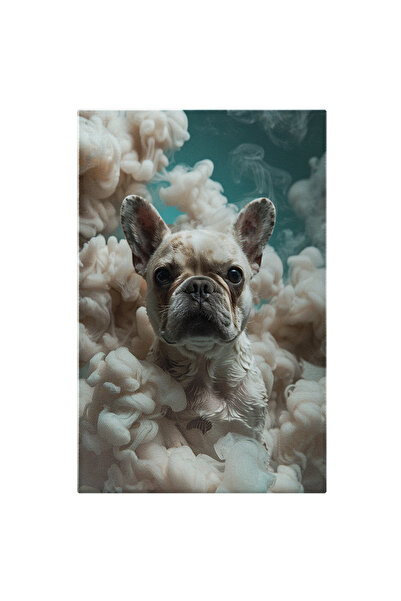 StoryGift Romania Tablou Canvas Cățelușul Ud Acoperit De Norii De Fum Alb Frumusețe Cu Urechi Pătate , Pictura Di