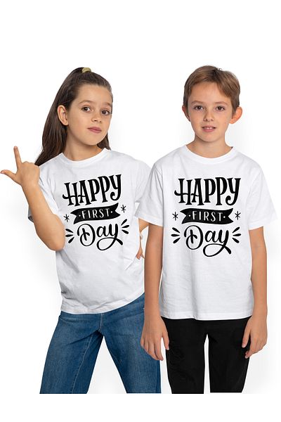 StoryGift Romania Tricou Copii cu urarea in engleza "Happy first day" - prima zi fericita 100% Bumbac, ,STG