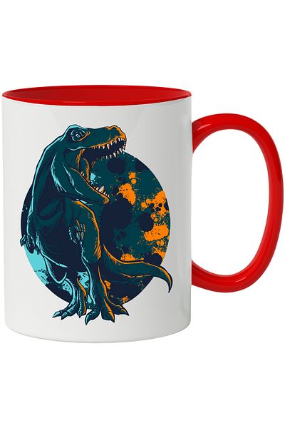 StoryGift Romania Mug With Dinosaur, T-rex, Fangs, Abstract, Multicolor 330 ml, Ceramic with R Handle, With ,STG