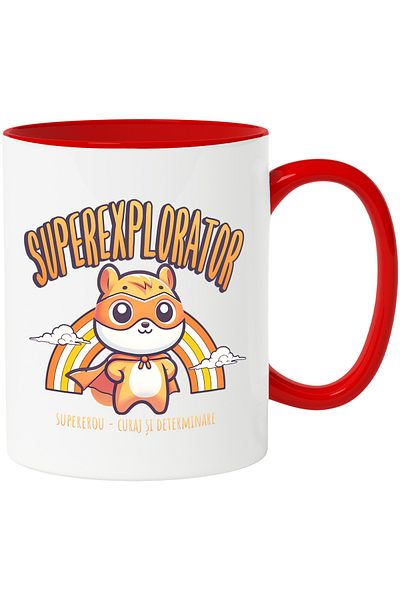 StoryGift Romania Super Explorer Mug Superhero, Courage and Determination, 330ml, Ceramic with R Handle, With, STG