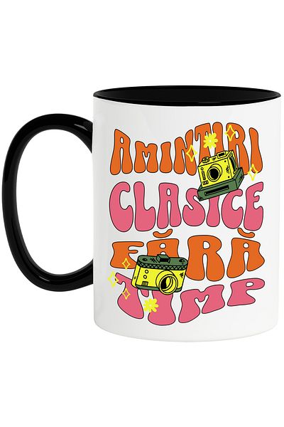 StoryGift Romania Timeless classic memories mug camera art, 330ml, Ceramic with Black Handle, With,STG