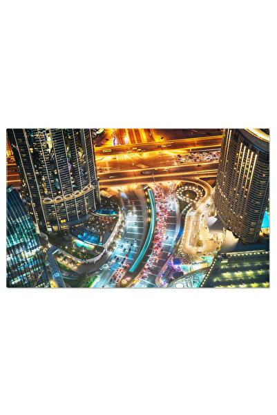 StoryGift Romania Tablou Canvas Vedere Urbana Nocturna In Dubai Noapte, Zgare...
