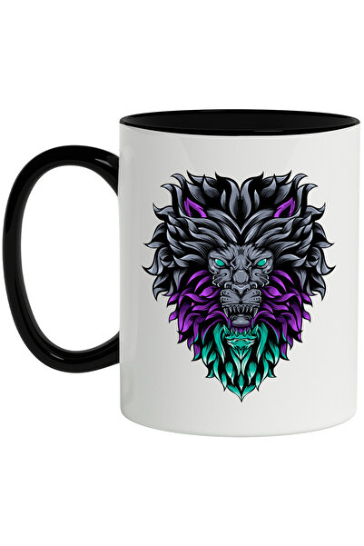 StoryGift Romania Cana Cu Cap De Leu, Coama, Animal, Abstract, Ilustratie, Multicolor 330 ml, Cera, Cu ,STG