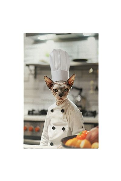 StoryGift Romania Tablou Canvas Ora Mesei Chef Bucătar Felin Devon Rex Gătește Legume Delicioase , Pictura Digita