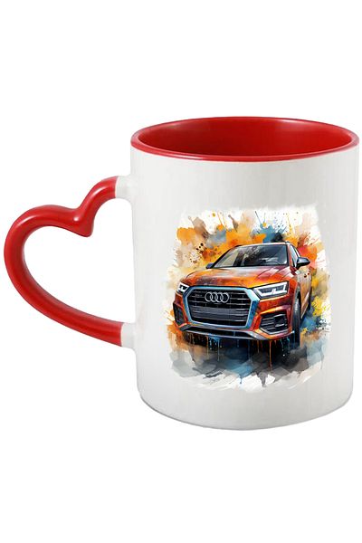 StoryGift Romania Mug With Watercolor Illustration, Car, Audi, Brand, Multicolor 330 ml, Ceramic, With, STG