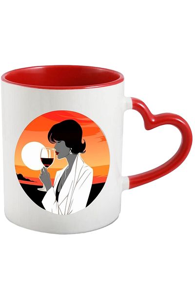 StoryGift Romania Sunset Mug, Woman, Wine, Glass, Elegant, Earrings, Multicolor 330 ml, Ceramic c, With ,STG
