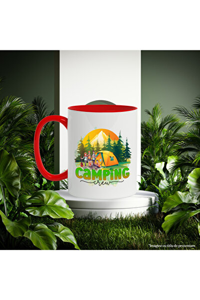 StoryGift Romania Mug with the message "Camping crew", travel, illustration, nature, team, tent, pad, With ,STG