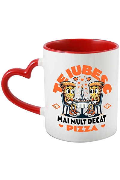 StoryGift Romania Cana Intalnire romantica felii de pizza valentine's d, 330ml, Ceramica cu Maner , Cu ,STG