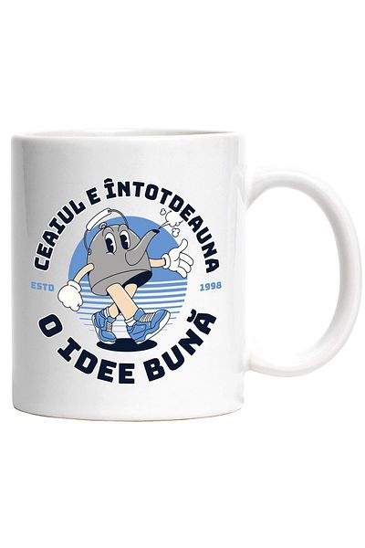 StoryGift Romania Cana Ceaiul e intotdeauna o idee buna relaxarea, 330ml, Ceramic cu Maner Alb, Cu Mane,STG