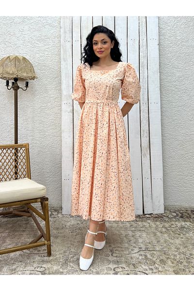 KÜÇÜĞÜM BUTİK Rochie evazată cu guler pătrat Daisy Salmon