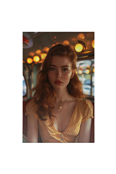 StoryGift Romania Tablou Canvas: Woman From 60s In Rochie Cu Buline Si Nastur...