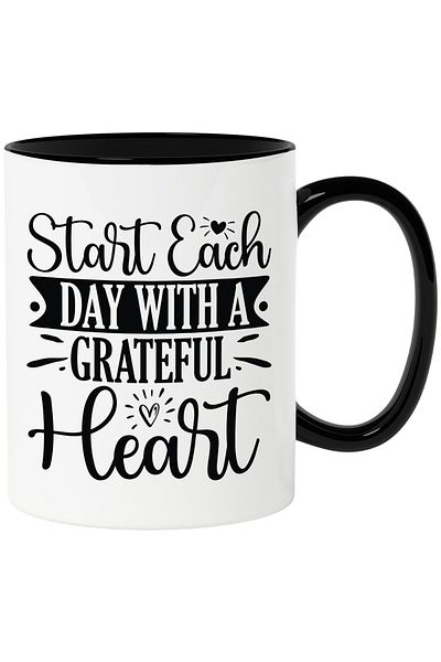 StoryGift Romania Mug with hearts and the text "Start each day with a grateful heart" with Man, Cu, STG