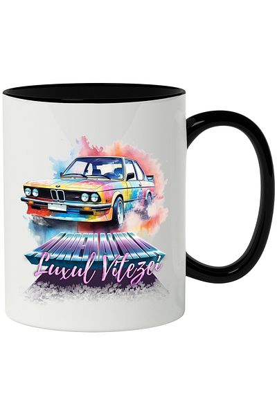 StoryGift Romania Mug With Message Adrenaline Luxury of Speed, Car, BMW, Vintage, Multicolor 330 ml,, With ,STG