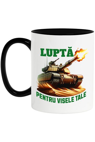 StoryGift Romania Mug fight for your dreams tank in action flames, 330ml, Ceramic with Handle, With, STG