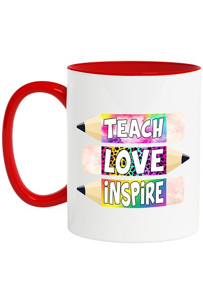 StoryGift Romania Mug with the message "Teach, love, inspire", illustration, school, pupils, students, pro, With, STG