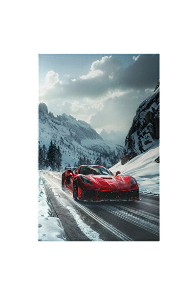 StoryGift Romania Tablou Canvas Automobil Rosu Chevrolet Corvette Masina Spor...