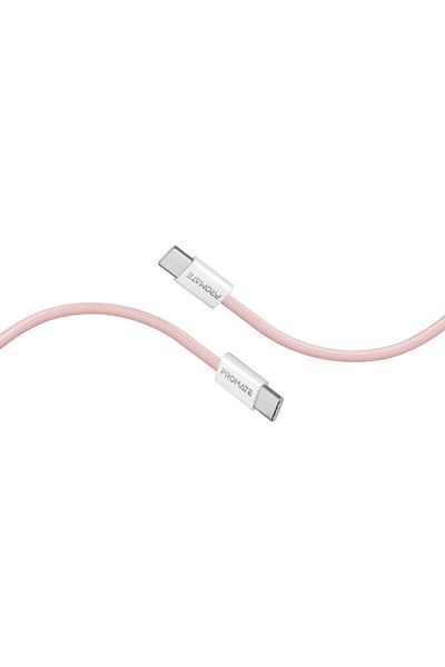 Promate EcoLine-CC120 Ultra-Fast 60W Power Delivery USB-C Cable - 1.2 m - Pink