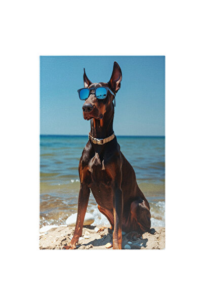 StoryGift Romania Tablou Canvas Atractivul De Pe Plajă Doberman Stilat Poartă...