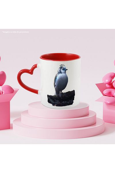 StoryGift Romania Blue Bird Mug, Exotic, Birds, Animals, Ceramic, 330ml, with Heart Handle, With, STG