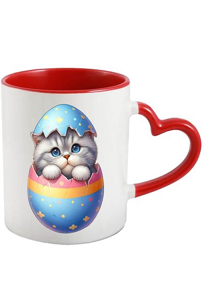 StoryGift Romania Mug with a shy kitten coming out of a broken egg | illustration | for love, With ,STG