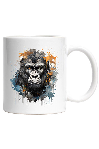 StoryGift Romania Cana Cu Cap De Gorila, Watercolor, Ilustratie, Ochi, Animal...