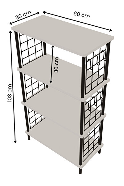BARIN DESIGN Çevir Kur Kolay Kurulum 4 Katlı Banyo Rafı | Metal Telli Çok Amaçlı Organizer Dolap Stand Raf