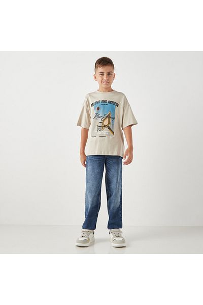 Juniors Graphic Print T-Shirt With Short Sleeves And Crew Neck