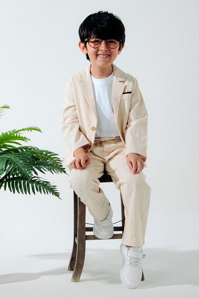Çelix Kids Linen/Cotton with Jacket Sports 3-Piece Suit/Suit/Groom Suit/Special Occasion Suit/Wedding/Birthday/Premium
