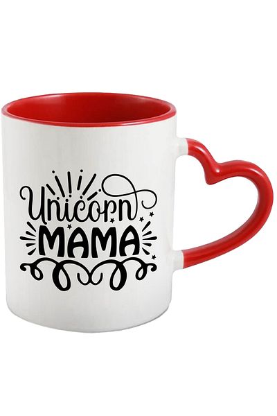 StoryGift Romania Mug for a unicorn mom - fantastic creatures with Red Heart Handle, With Handle I, STG