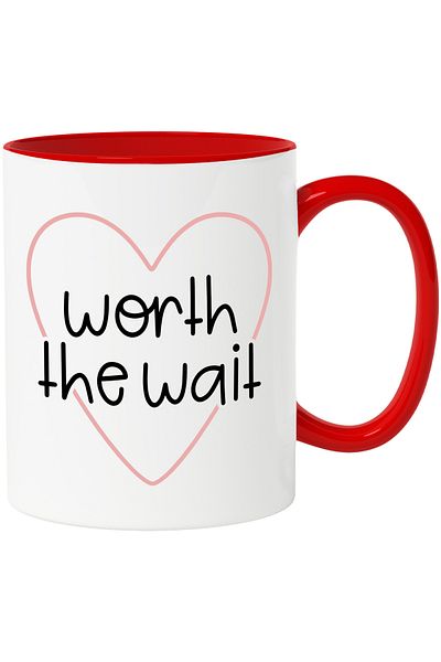 StoryGift Romania Mug With Text in English Worth the Wait, Love, Valentine's Day, Dragobete, Pent, With, STG