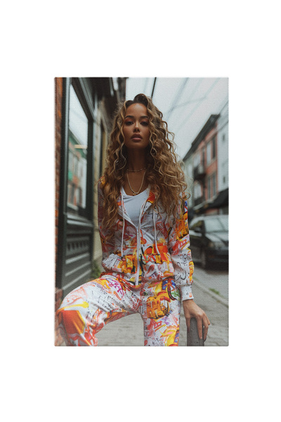 StoryGift Romania Tablou Canvas Tanara Frumoasa Cu Parul Ondulat Cret Si Blon...