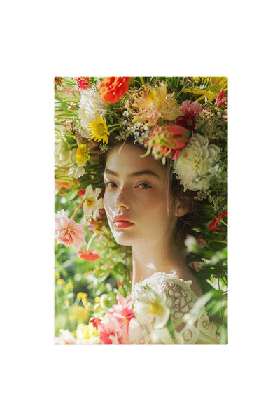 StoryGift Romania Tablou Canvas Fata Inconjurata De Florile Colorate Cu Pistr...