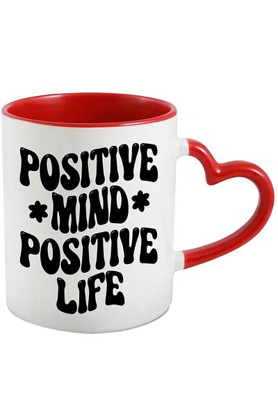 StoryGift Romania Popcorn mug with the text "Positive mind, positive life" - positive mind, With ,STG