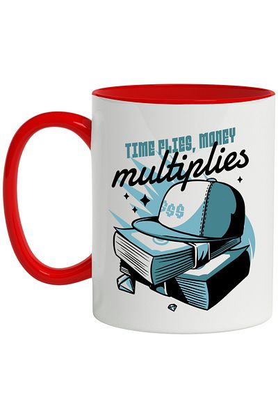 StoryGift Romania Mug With Message In English Time Flies Monet Multiplies, Cap, Multicolor 330 ml, , With ,STG