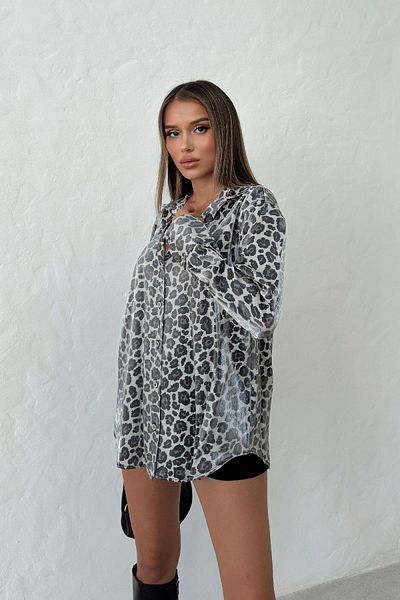 RB CLUB Cămașă de damă din satin cu model leopard
