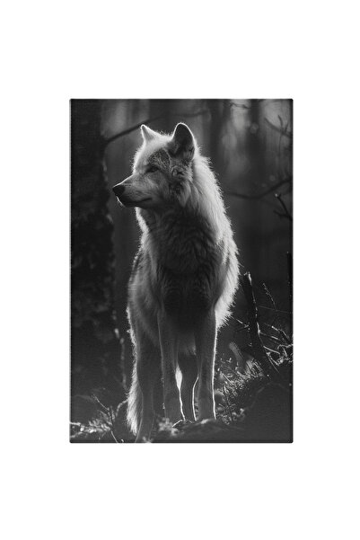 StoryGift Romania Tablou Canvas: Lup De Pădure Cu Blana Pufoasă Din Profil- A...