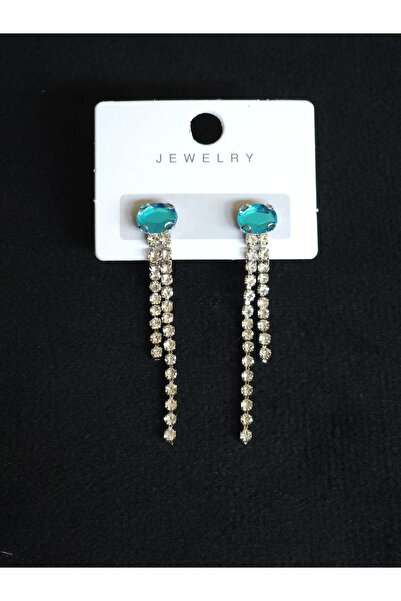 Avcıoğlu Aksesuar أقراط نسائية بيضاوية الشكل مكونة من صفين متدلية من حجر الزر...