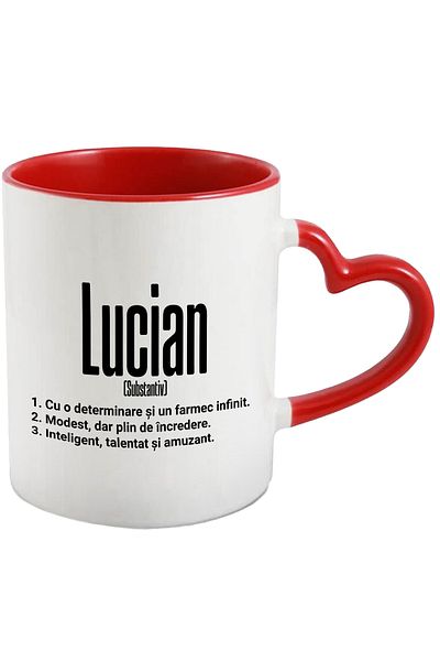 StoryGift Romania Mug With Name Lucian, Determination, Modest, Intelligent, Funny, Personalized, C, With, STG