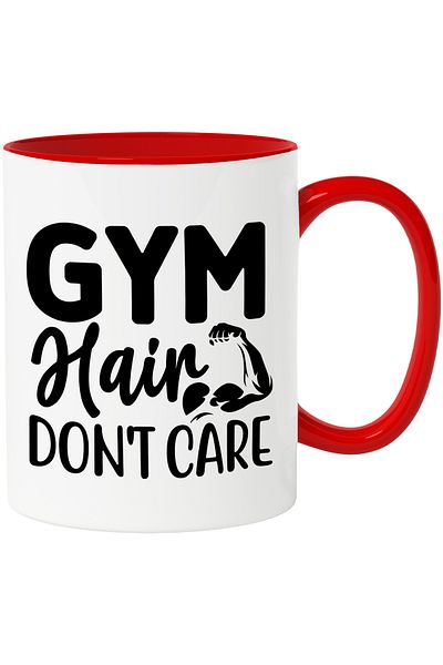StoryGift Romania Mug for fitness enthusiasts with the text in English "Gym hair don't care" - n, Cu,STG