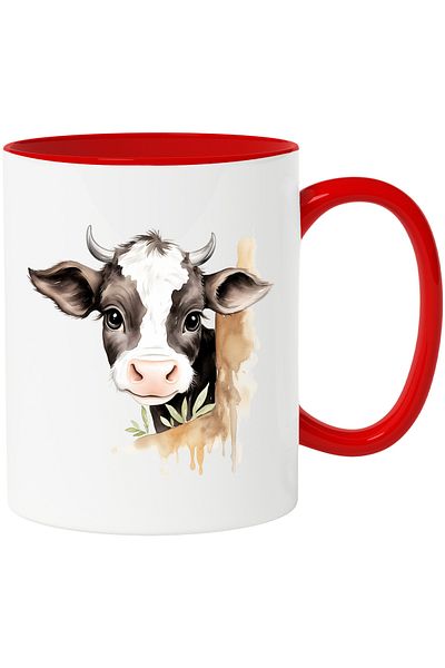 StoryGift Romania Mug with a cow looking surprised | illustration | black | white | animal do, With ,STG
