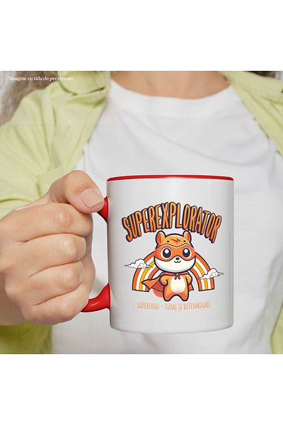 StoryGift Romania Super Explorer Mug Superhero, Courage and Determination, 330ml, Ceramic with R Handle, With, STG