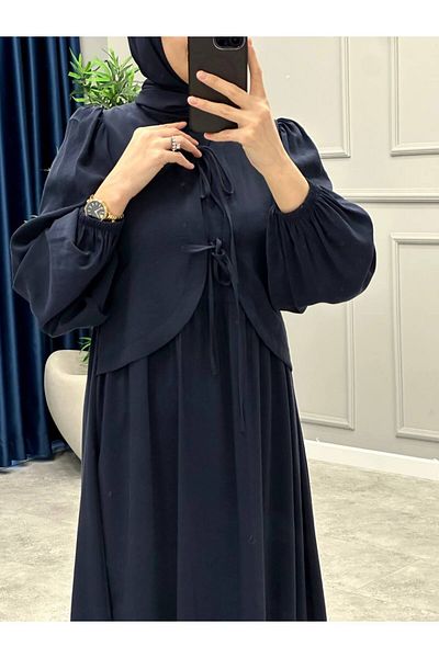 OlaLady Γυναικείο φόρεμα Hijab με λεπτό ύφασμα με κορδέλα μπροστά
