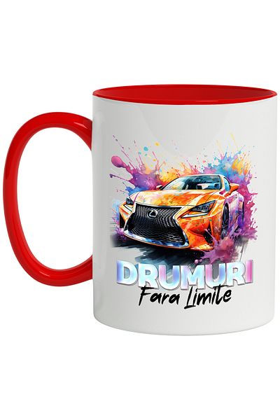 StoryGift Romania Mug With Message Roads Without Limits, Car, Lexus, Multicolor 330 ml, Ceramic with, With, STG