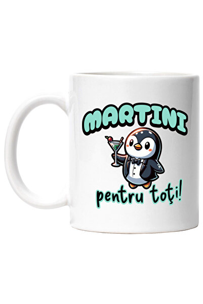 StoryGift Romania Cana Martini pentru toti pingun in costum alcool petrecere, 330ml, Ceramic cu Ma, Cu ,STG