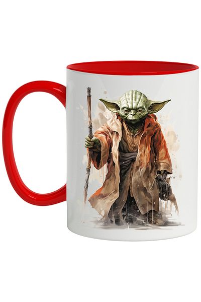 StoryGift Romania Mug With Yoda, Staff, Rain, Master, Jedi, Star Wars, Multicolor 330 m, Ceramic, With ,STG