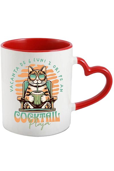 StoryGift Romania Cat on the beach mug animal lovers, 6 month vacation twice a year, 3, With,STG
