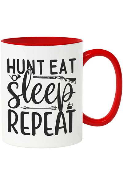 StoryGift Romania Mug with the text "Hunt, eat sleep, repeat" - hunt eat sleep repeat with Handle, With, STG